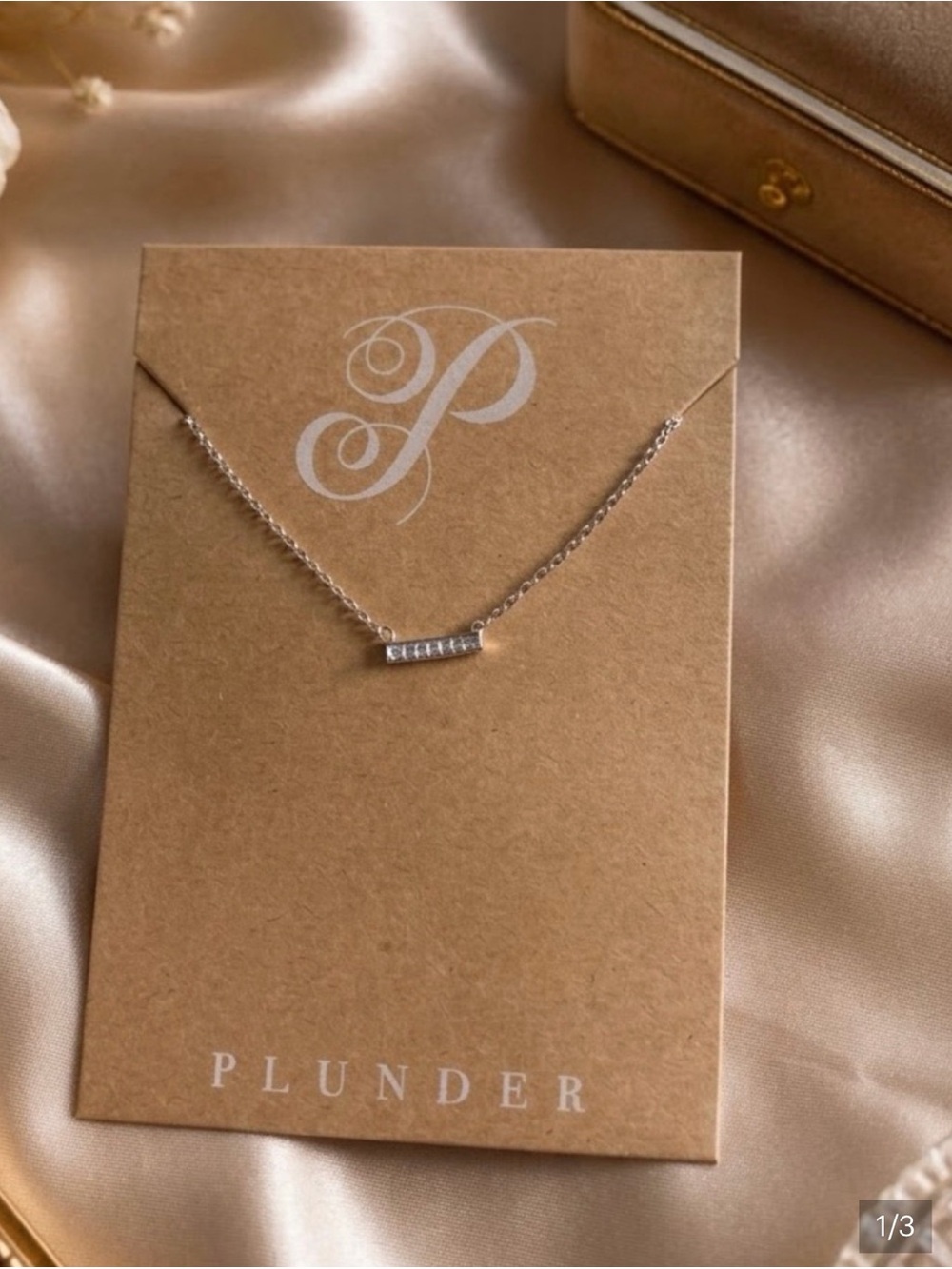 Plunder Minimalist Clear Rhinestone Bar Necklace
